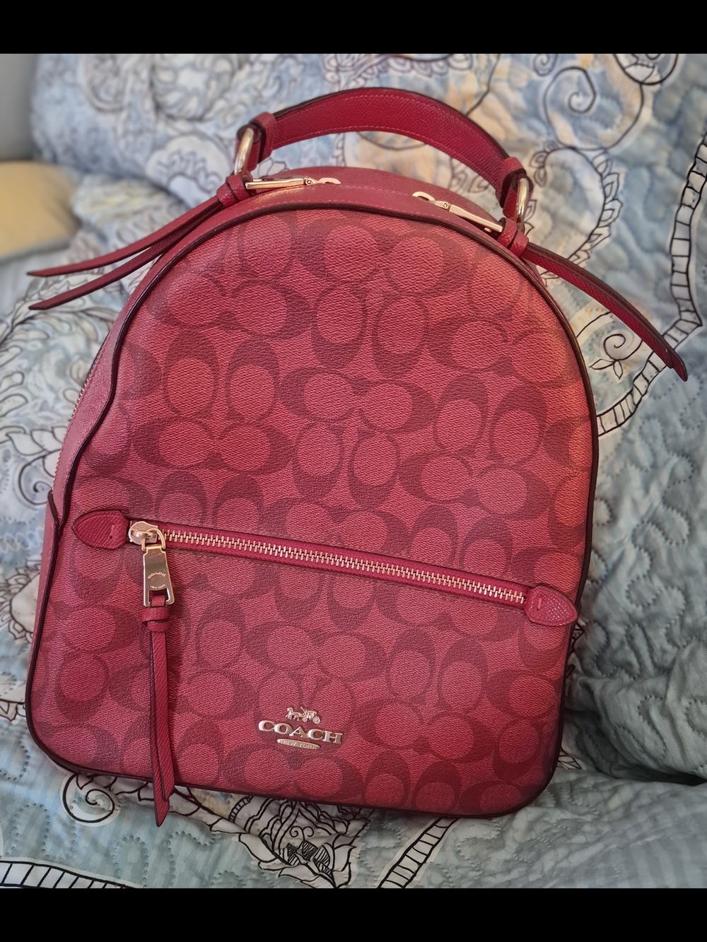 Coach Signature Leather Mini Backpack in Red
